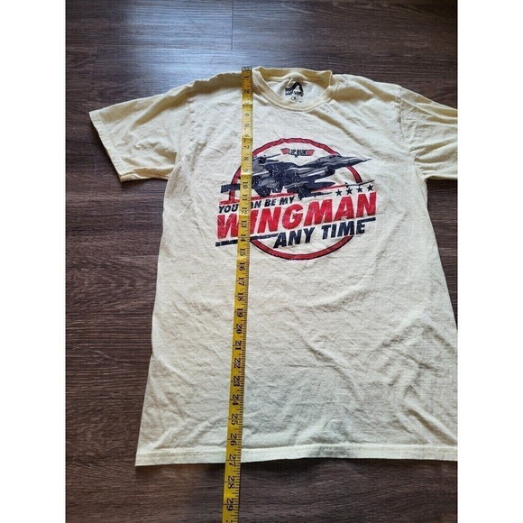 Surf Style "Wingman" Top Gun Styled Yellow Short Sleeved Graphic Tee - Medium - Picture 5 of 5